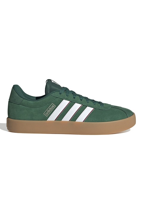 adidas Sportswear, Pantofi sport din piele intoarsa VL Court 3.0, Alb/Verde feriga