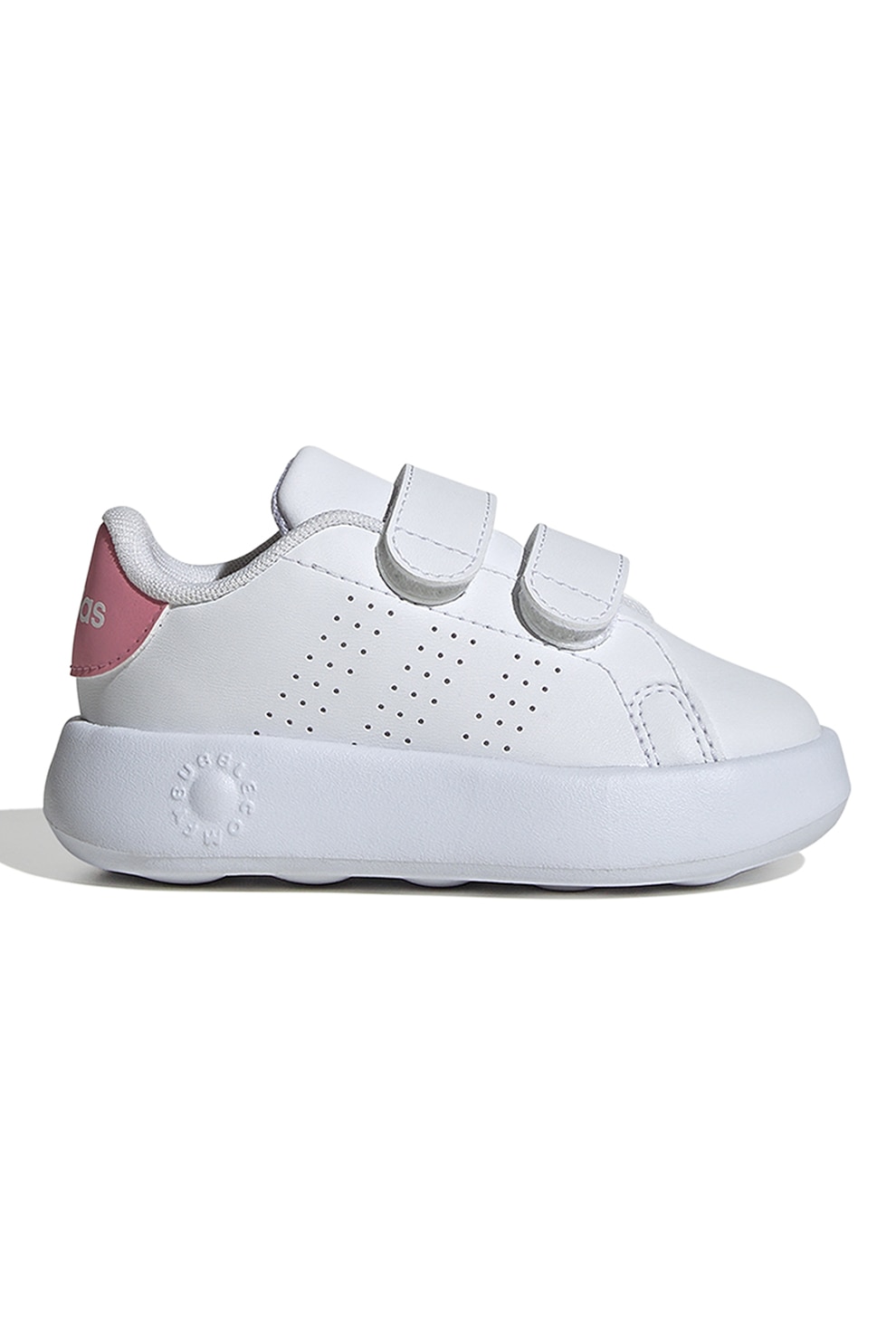 adidas Sportswear, Pantofi sport de piele ecologica cu velcro Advantage, Roz deschis, Alb optic, 27 EU