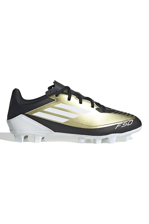 adidas Performance, Pantofi pentru fotbal F50 Club Messi, Auriu/Negru/Alb optic