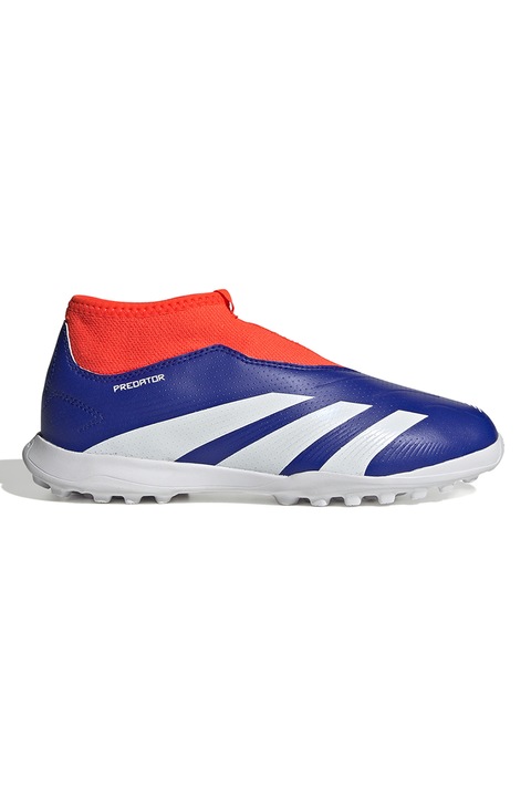 adidas Performance, Pantofi slip-on pentru fotbal Predator League, 38 EU, Albastru royal/Rosu vermillion/Alb murdar