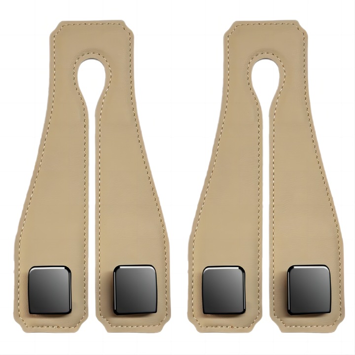 Комплект 2 стойки за кола RUIOMII, двойни закачалки, велур, сгъваеми, бежови