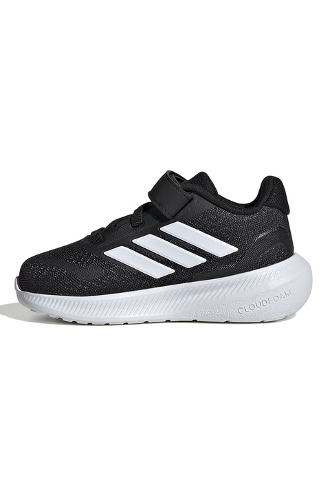 adidas Sportswear, Pantofi sport Run Falcon 5 din material textil cu velcro, Negru, Alb optic, 20 EU