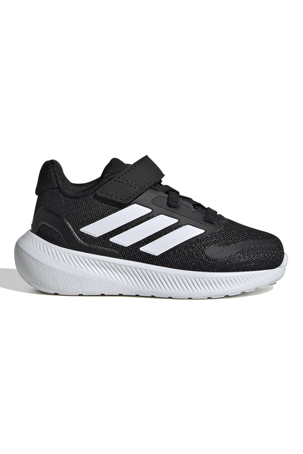 adidas Sportswear, Pantofi sport Run Falcon 5 din material textil cu velcro, Negru, Alb optic, 23.5 EU