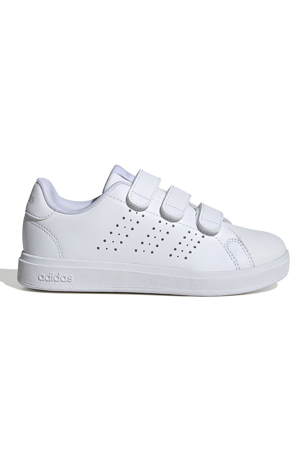 adidas Sportswear, Pantofi sport de piele ecologica cu velcro Advantage Base 2.0, Alb optic, 32 EU