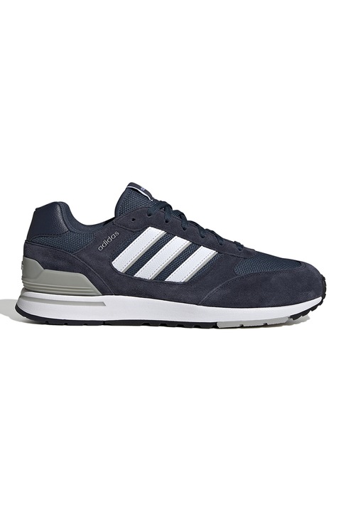 adidas Sportswear, Pantofi sport cu insertii de piele intoarsa Run 80s, Alb/Bleumarin