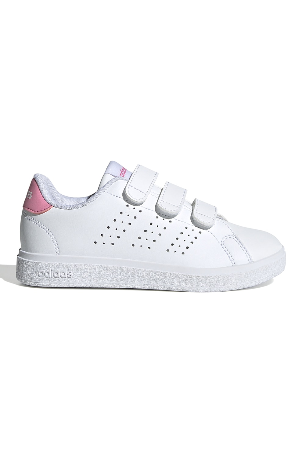 adidas Sportswear, Pantofi sport de piele ecologica cu velcro Advantage Base 2.0, Alb, 33 EU