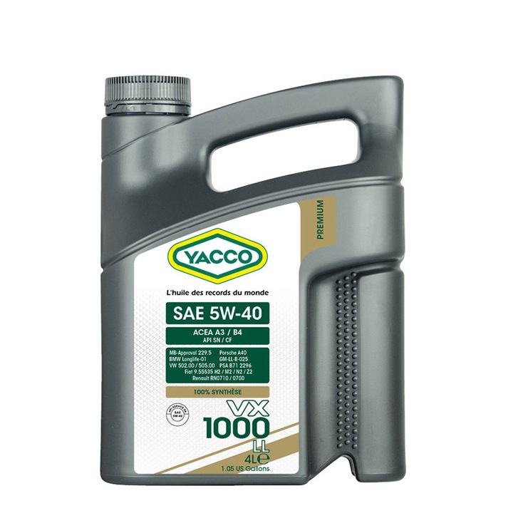 Двигателно масло, Yacco VX 1000 LL 5W40, 4л