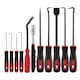 Set 11 trusa chei demontare interior auto, SINBINTA, Carlig de 45 de grade, carlig in unghi drept de 90 de grade, Pentru repararea masinii, furtunul radiatorului, separarea firelor, indepartarea sigurantelor mici, Otel, 16.5/25.4cm, Rosu/Negru