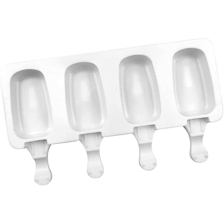 Forma inghetata cu 4 compartimente, awwaline, forme ovale, alba, silicon alimentar, 50 de bete