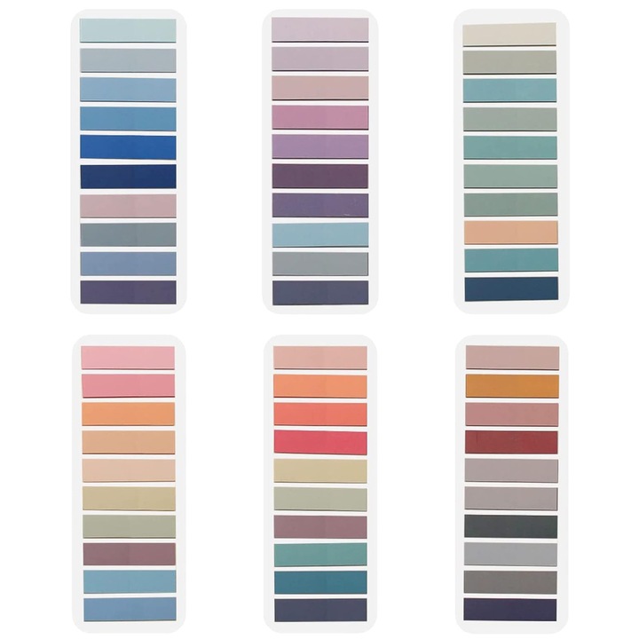 Set 1200 Etichete Indexare Autoadeziv, Axroad Mall, Seria de culori Morandi, 60 culori, Rranslucid, Rezistent la apa si inscriptibil, Marca si evidentia informatiile importante, Reutilizabile, Plastic, 4.4x1.1cm, Multicolor