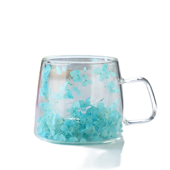 Bögre, CNNIK, duplafalú, boroszilikát üveg, világoskék, 250ml