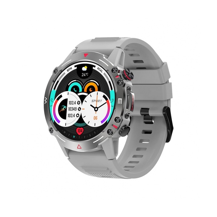 Смарт часовник HK87, Водоустойчив, AMOLED дисплей, Bluetooth повиквания, Известия, Пулс, Сребрист