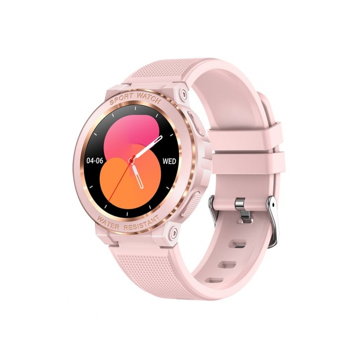 MK60 okosóra, Bluetooth hívás, értesítések, lépésszámláló, 250 mAh, rózsaszín