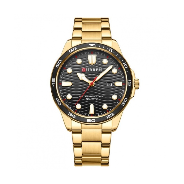 Мъжки кварцов часовник CURREN 8426, Водоустойчив, с Календар, Луминисцентен, Златист/Черен