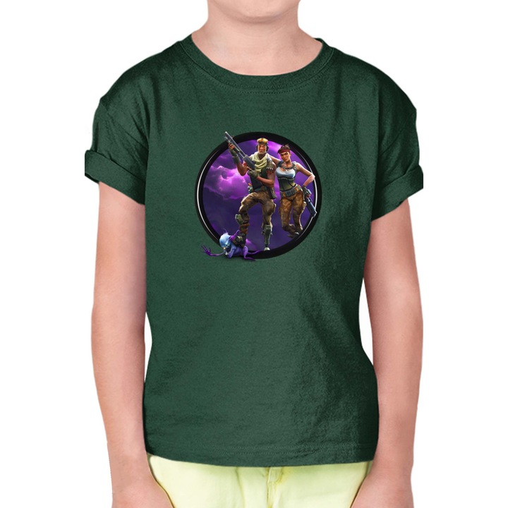 Gyerek rövid ujjú póló OPT Fortnite 06, Sötétzöld