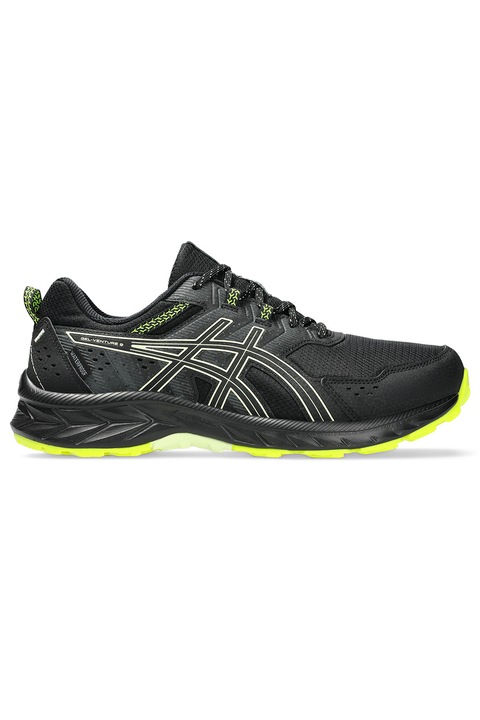 Asics, Обувки Gel-Venture 9 за трейл от непромокаема материя, Черен/Лайм зелено