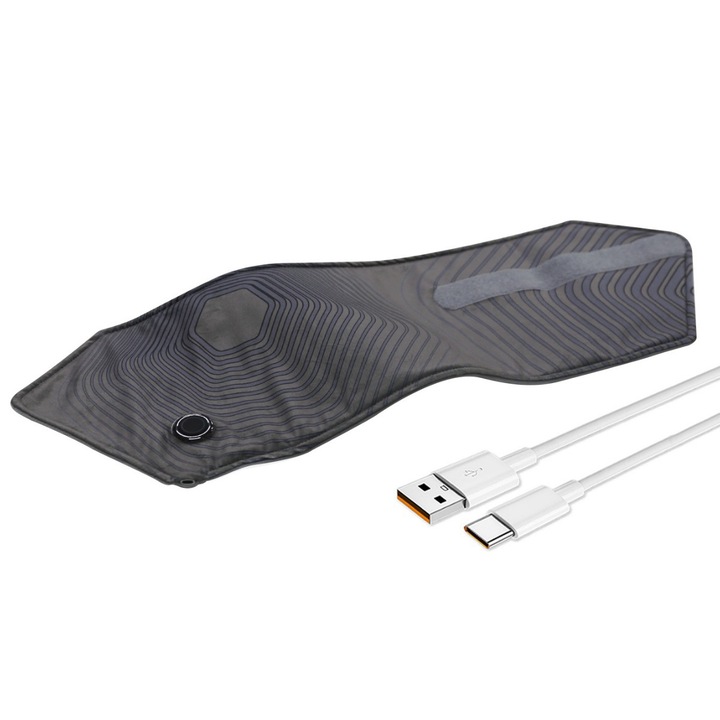 Curea incalzita, 3 temperaturi, 2 timpi, pentru mai multe piese, amelioreaza durerile, temperatura constanta inteligenta, 66x20cm, gri