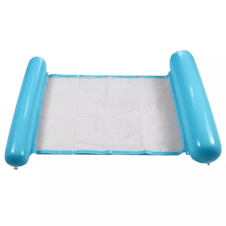 Hamac Gonflabil SIKS Pentru Piscina, Mare, Cu Plasa, PVC + Nailon, 110 x 80 cm, Albastru - Alb