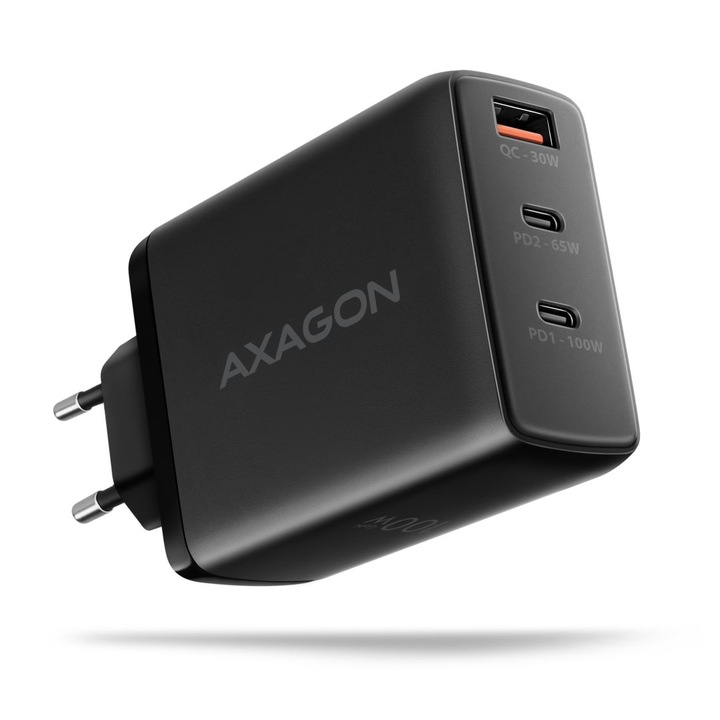 AXAGON - PD3.0 & QC4+ HÁROM KIMENETŰ fali töltő 100W - ACU-DPQ100