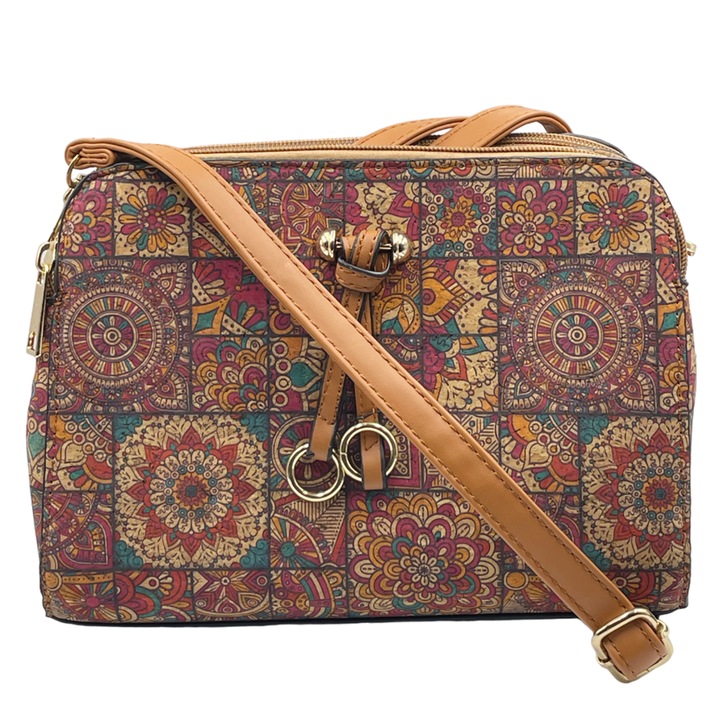 Geanta crossbody din pluta VALENTE, Cu 3 buzunare