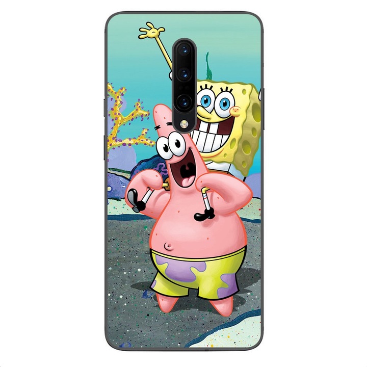 Husa compatibil cu OnePlus 7 Pro Silicon Gel Tpu Model Spongebob