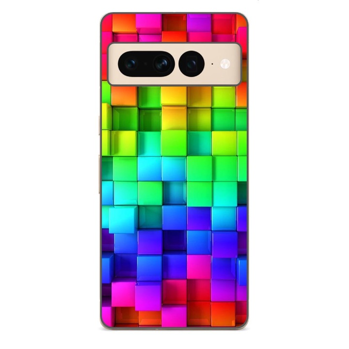 Husa compatibila cu Google Pixel 7 Pro Silicon Gel Tpu Model Colorful Cubes
