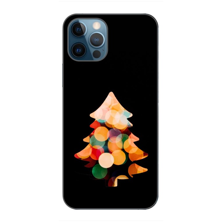 Калъф, съвместим с Apple iPhone 12 Pro Max Silicone Gel Tpu Model Christmas Tree Black Background