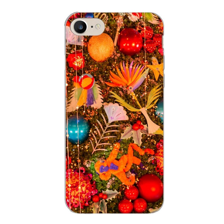 Husa compatibila cu Apple iPhone 7, iPhone 8, iPhone SE 2020 Silicon Gel Tpu Model Craciun Decor Brad Vintage