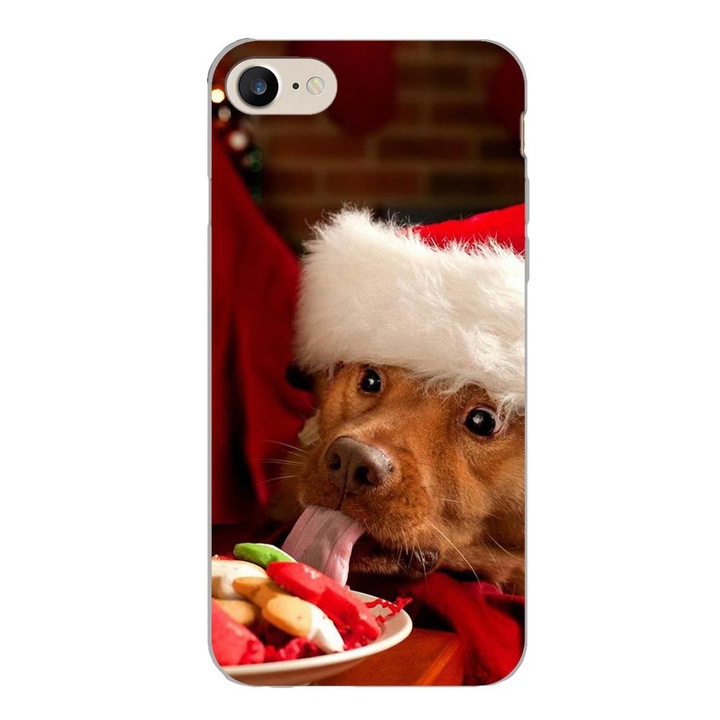 Husa compatibila cu Apple iPhone 7, iPhone 8, iPhone SE 2020 Silicon Gel Tpu Model Craciun Dog Eating Cookies