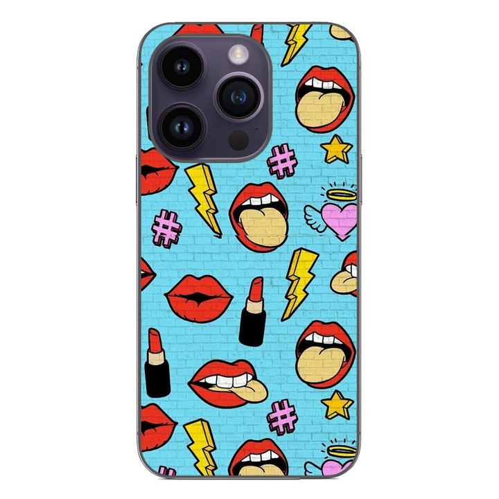 Husa compatibila cu Apple iPhone 14 Pro Silicon Gel Tpu Model Pop Art Lips