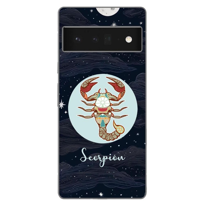 Корица, съвместима с модел на хороскоп на Google Pixel 6 Pro Silicon Gel Tpu Scorpio