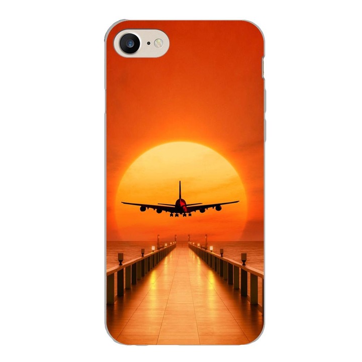 Husa compatibila cu Apple iPhone 7, iPhone 8, iPhone SE 2020 Silicon Gel Tpu Model Airplane Sunset
