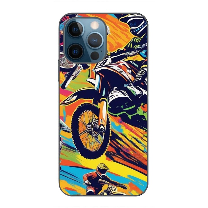 Husa compatibila cu Apple iPhone 12 Pro Silicon Gel Tpu Model Motocross Pop Art