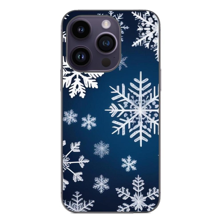 Husa compatibila cu Apple iPhone 14 Pro Silicon Gel Tpu Model Fulgi de Nea