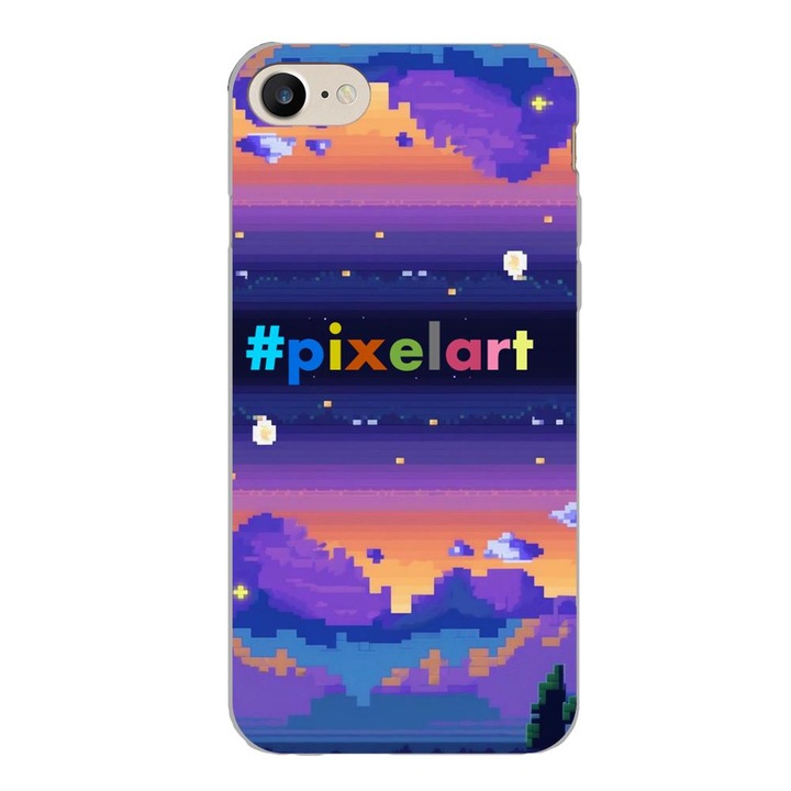 Husa compatibila cu Apple iPhone 7, iPhone 8, iPhone SE 2020 Silicon Gel Tpu Model Pixel Art Peisaj