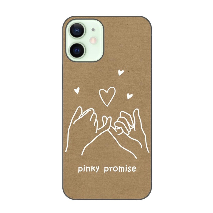 Husa compatibila cu Apple iPhone 12 Mini Silicon Gel Tpu Model BFF Pinky Promise
