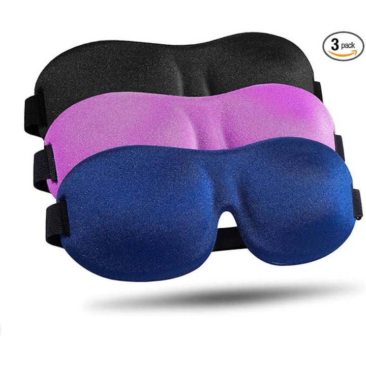 BayPort, Set 3 Masti de dormit, contur 3D, ajustabile, multicolor