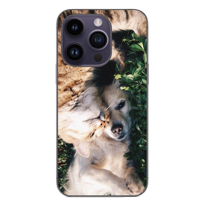 Husa compatibila cu Apple iPhone 14 Pro Silicon Gel Tpu Model Caine si Pisica