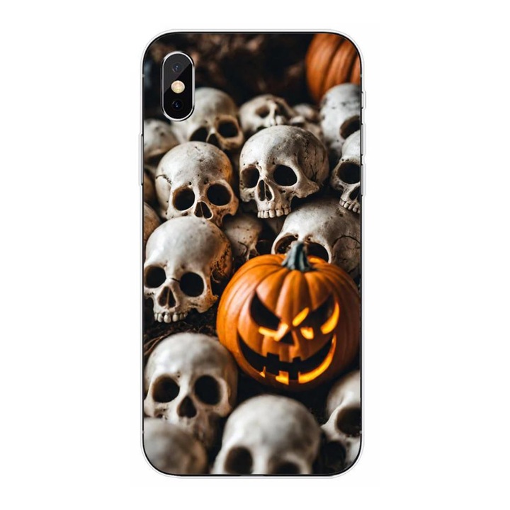 Капак, съвместим с Apple iPhone X Silicon Gel Tpu Модел Хелоуин Шарки и тикви