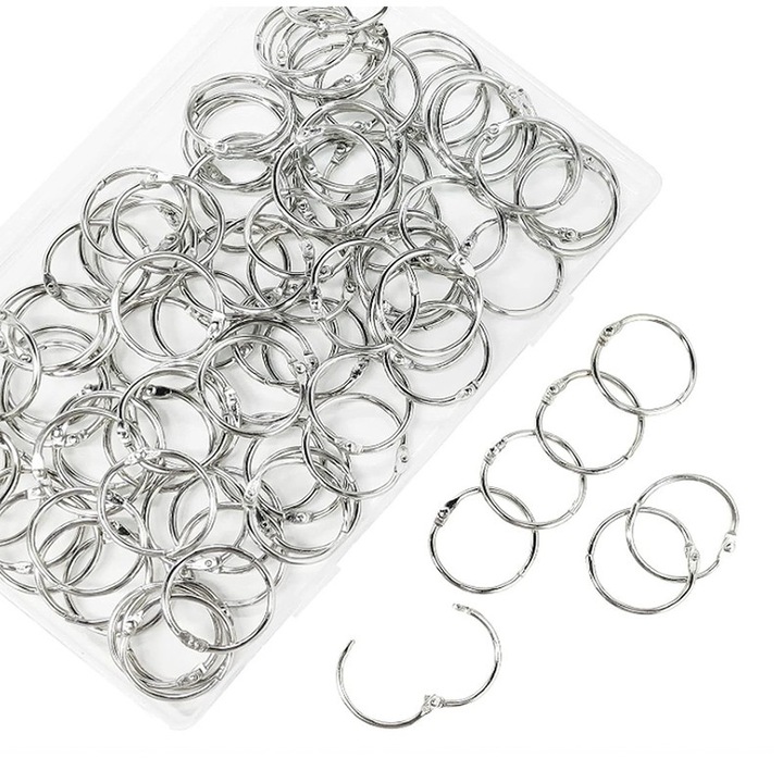 Set 100 Inele de Legare pentru Documente, Multifunctionale, Argintiu, 1 inch