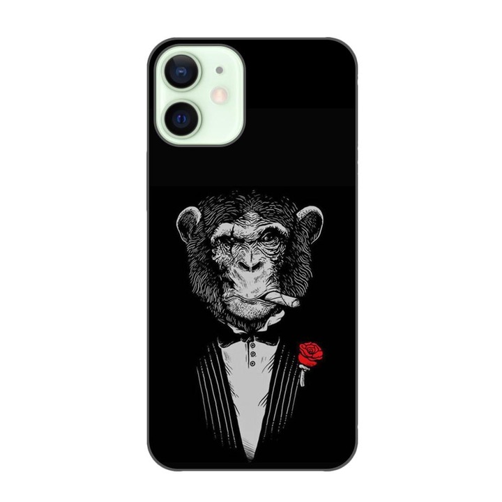 Husa compatibila cu Apple iPhone 12 Mini Silicon Gel Tpu Model Cigar Monkey