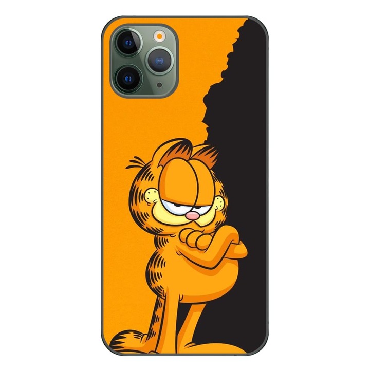 Кейс, съвместим с Apple iPhone 11 Pro Max Silicon Gel Tpu Модел Garfield Black and Orange