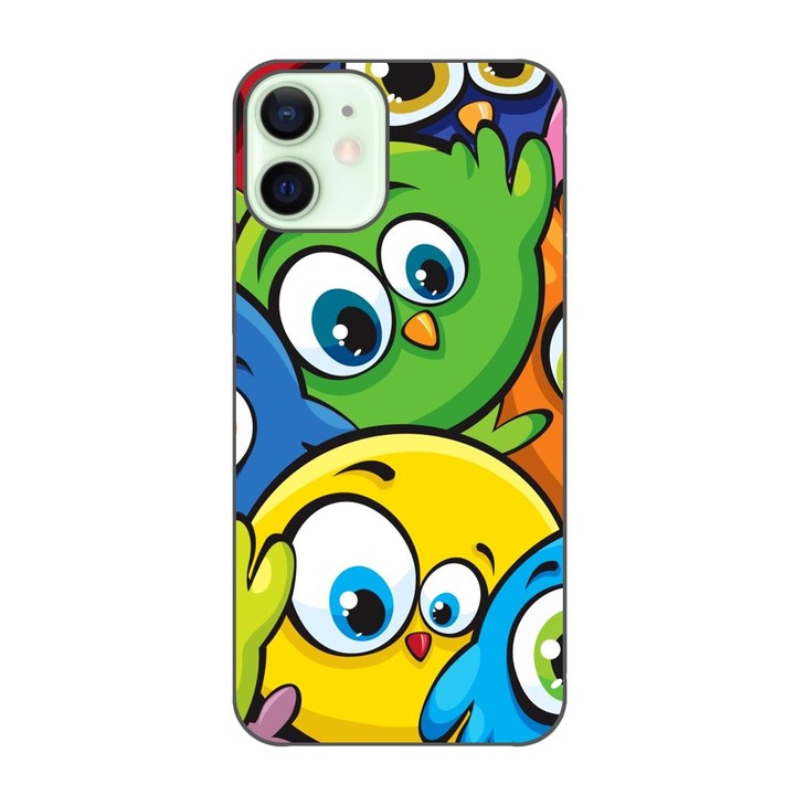 Husa compatibila cu Apple iPhone 12 Mini Silicon Gel Tpu Model Bufnite Colorate