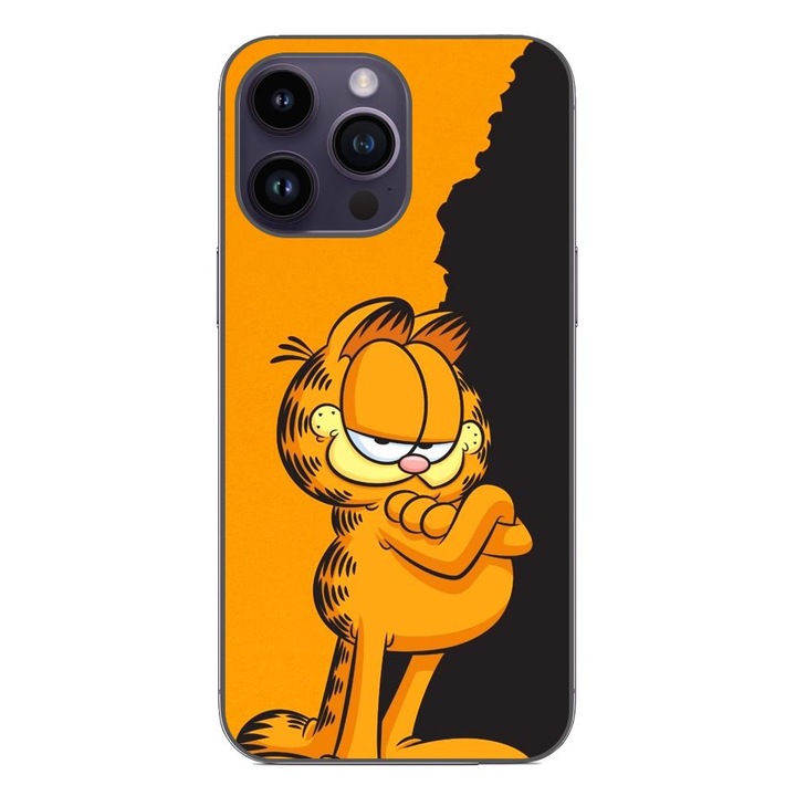 Кейс, съвместим с Apple iPhone 14 Pro Max Silicon Gel Tpu Модел Garfield Black and Orange