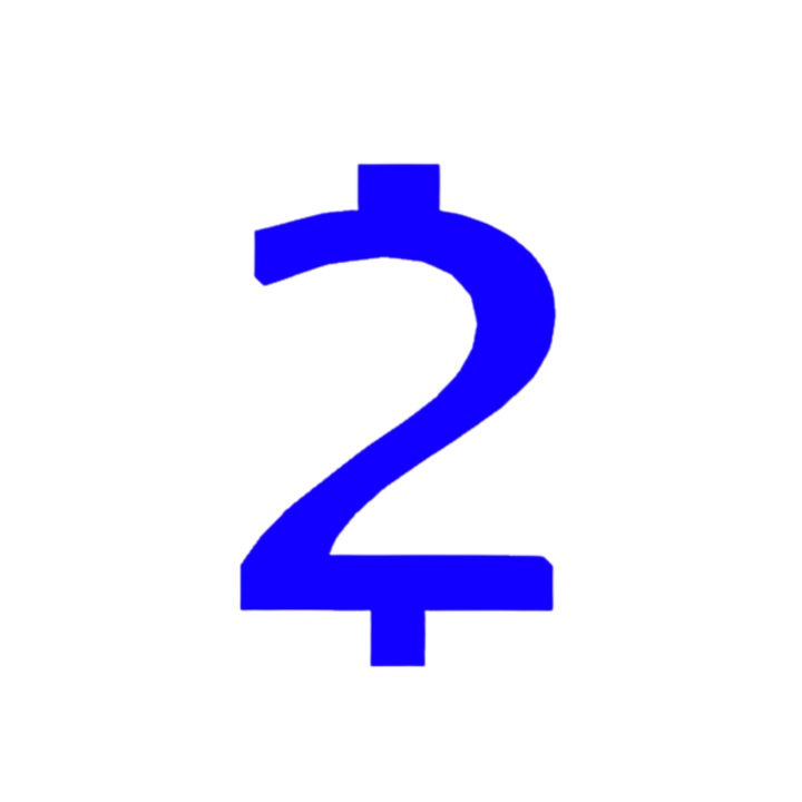 Свещник за торта, "2", рожден ден, 100 X 63 mm син