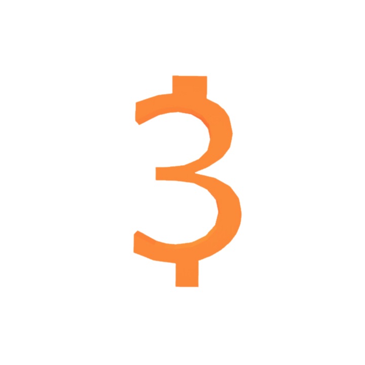 Свещник за торта, "3", рожден ден, 100 X 52 mm оранжев