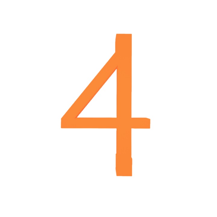 Свещник за торта, "4", рожден ден, 100 X 63 mm оранжев