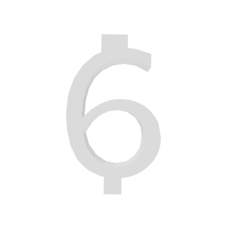 Topper tort tip suport lumanare, "6", zi de nastere,100 X 60 mm alb ivory