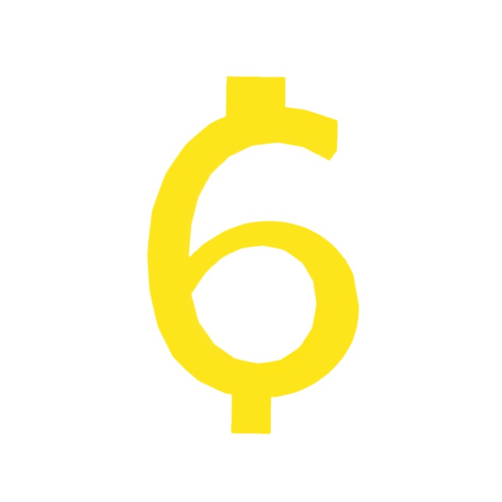 Topper tort tip suport lumanare, "6", zi de nastere,100 X 60 mm galben