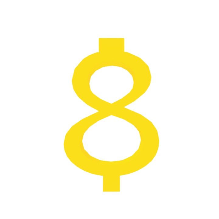 Свещник за торта, "8", рожден ден, 100 X 63 mm жълт